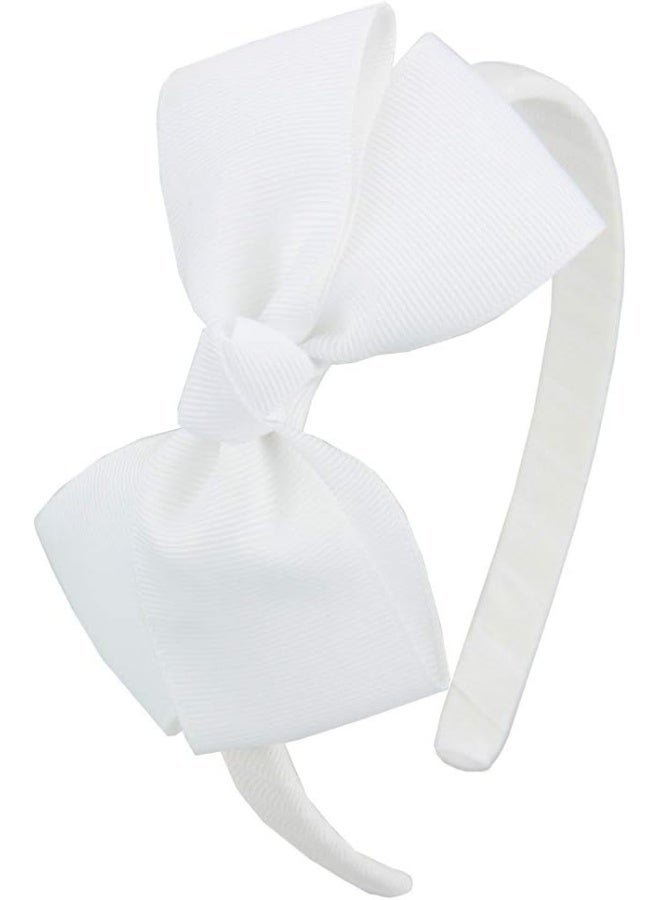 7Rainbows (White) - Fashion Cute White Bow Headband for Girls Toddlers - Image 1