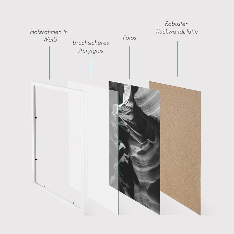 إطار صور VUVUZULA 50 × 70 سم خشب أبيض مجموعة من 3 إطارات صور خشبية إطار MDF مواد طبيعية - Image 5