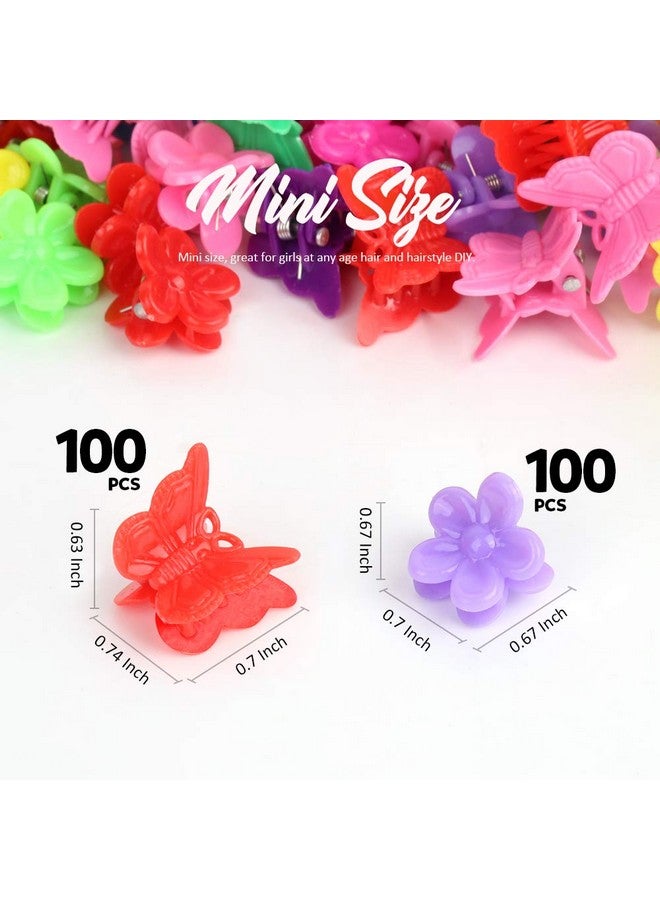YGDZ 200Pcs Small Claw Cute Flower Butterfly Hair Clips For Baby Girls 8 Assorted Colors - Image 2