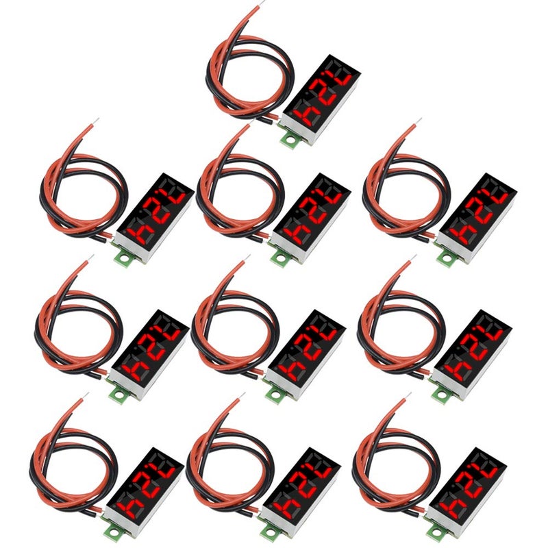 diymore 10pcs Mini Digital Voltage Meter DC 2.5~30V 0.28" 2 Wire Digital Voltmeter Gauge Tester Red LED Display Panel Mount Car Motorcycle Battery Monitor Led - Image 1