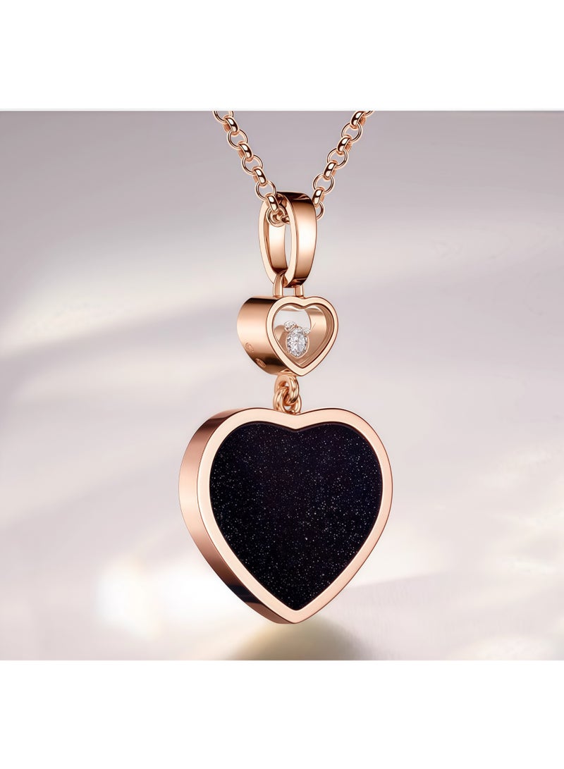 Chopard 18K Rose Gold Midnight Blue Heart Diamond Necklace Pendant New Gift - Image 5
