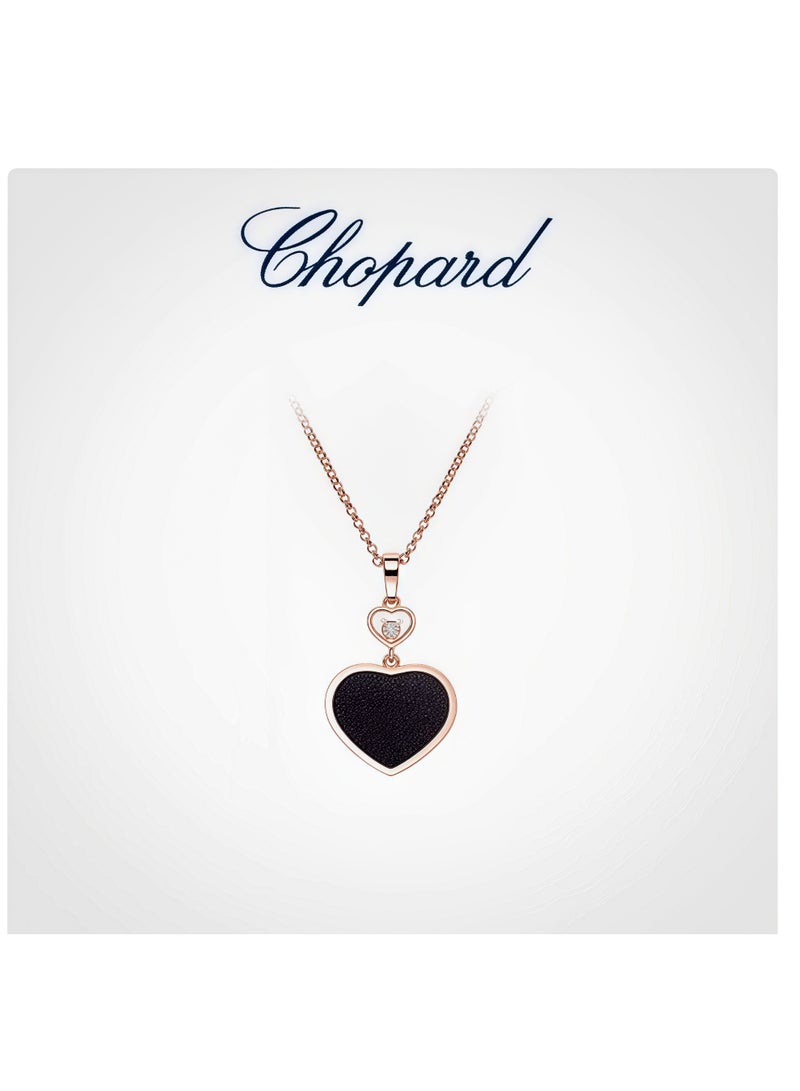 Chopard 18K Rose Gold Midnight Blue Heart Diamond Necklace Pendant New Gift - Image 1