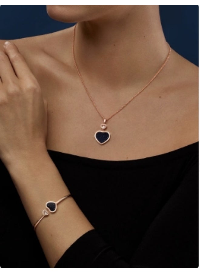 Chopard 18K Rose Gold Midnight Blue Heart Diamond Necklace Pendant New Gift - Image 4