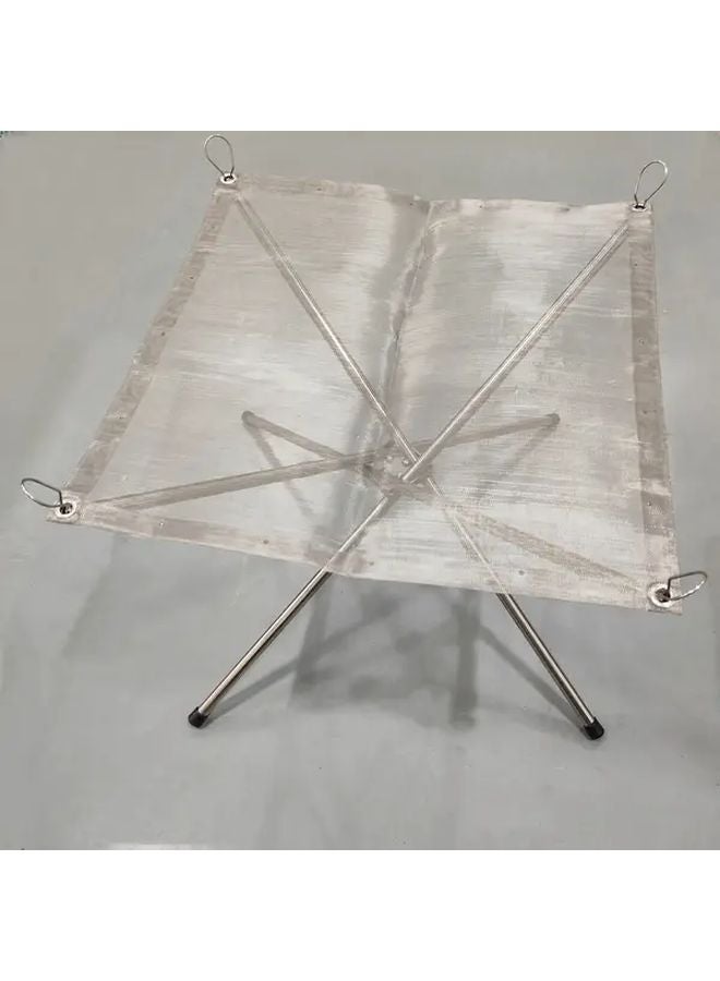 Loquat Silvery Stainless Steel Campfire Rack Folding Portable Outdoor Wood Burning Fire Pit - Image 1