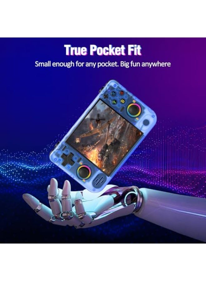 Western Mountains RF40H Handheld Game Console, 4.0" Retro Gaming Console Preloaded 20,000+ Classic Games, Open Source Linux System, Support WiFi Online Play, Portable Pocket Hand Held Video Game (Transparent Blue) - Image 4