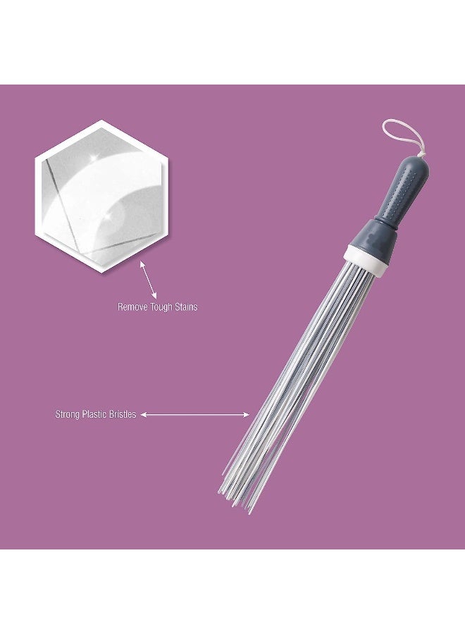 ECVV Plastic Broom for Bathroom Cleaning & Home Floor Cleaning | Hard Bristle Broom for Scrubbing in Bathroom | (Size 52 cm, Random Color) 60 Plastic Sticks - Image 4