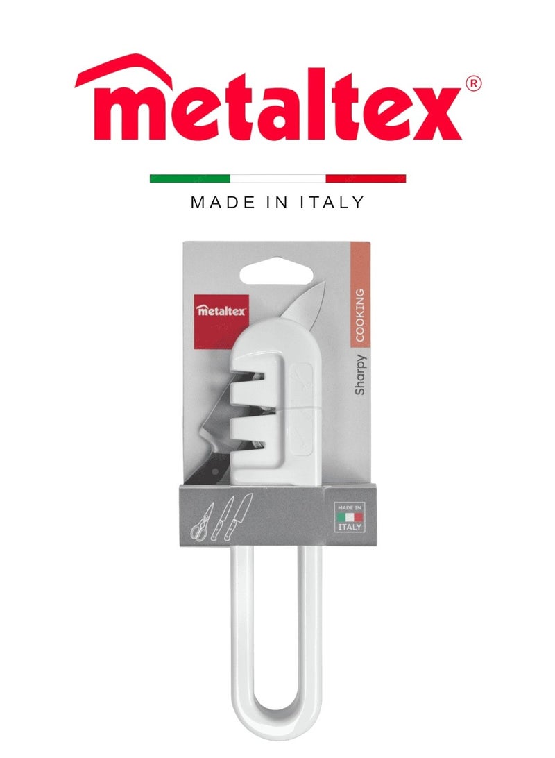 Metaltex Metaltex Knife Sharpener – 19cm, White, Suitable for Straight-Edge Knives & Scissors, Made in Italy  - Image 1
