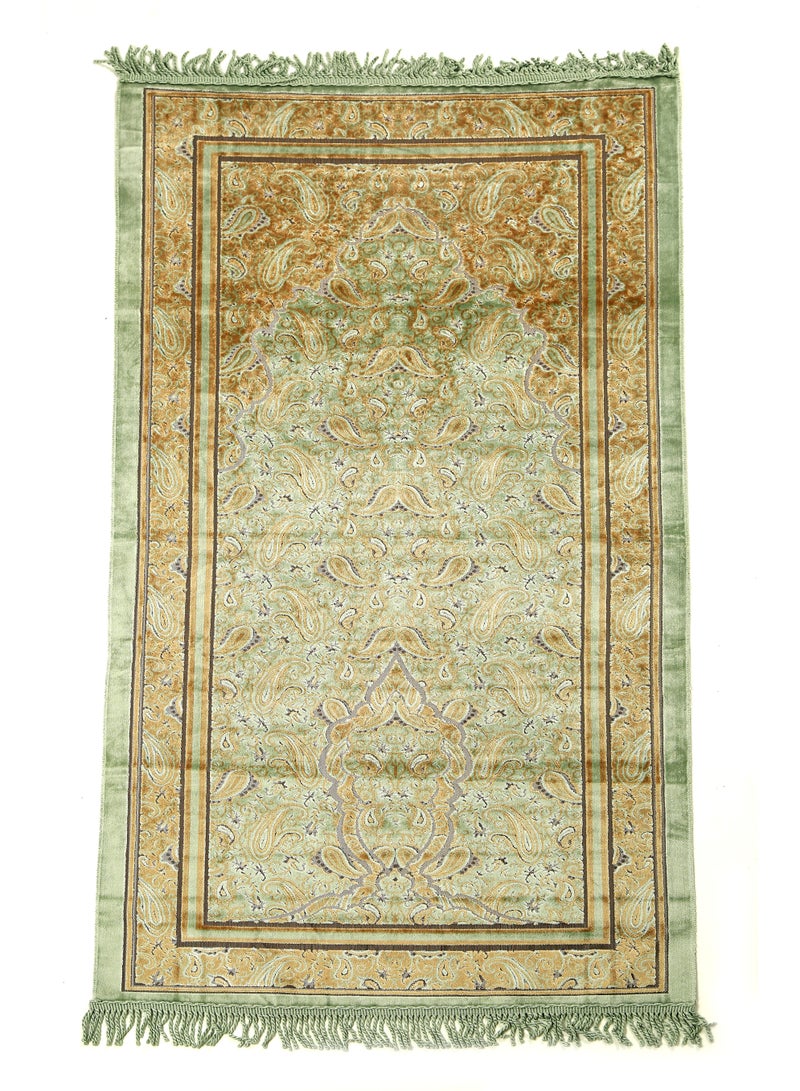 Vitacelli سجادة صلاة إسلامية بجزء علوي مخملي مضاد للانزلاق 614 جرام لكل متر مربع بتصميم جديد سجادة صلاة مبطنة سميكة للرجال والنساء هدية عيد رمضان (140 سم × 70 سم) - Image 1