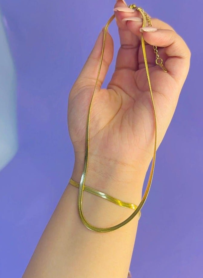 snake chain set pure stainless steel gold plated (necklace-bracelet) gold\  - Image 1