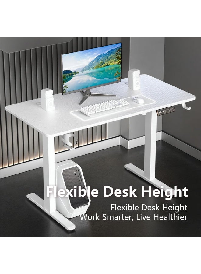 Meishida Standing Desk, Adjustable Height Electric Sit Stand Up Down Computer Table, 120 * 60cm Ergonomic Rising Modern Lift Motorized Gaming Desktop Workstation for Work Home Office With Mouse Pad (White) - Image 5