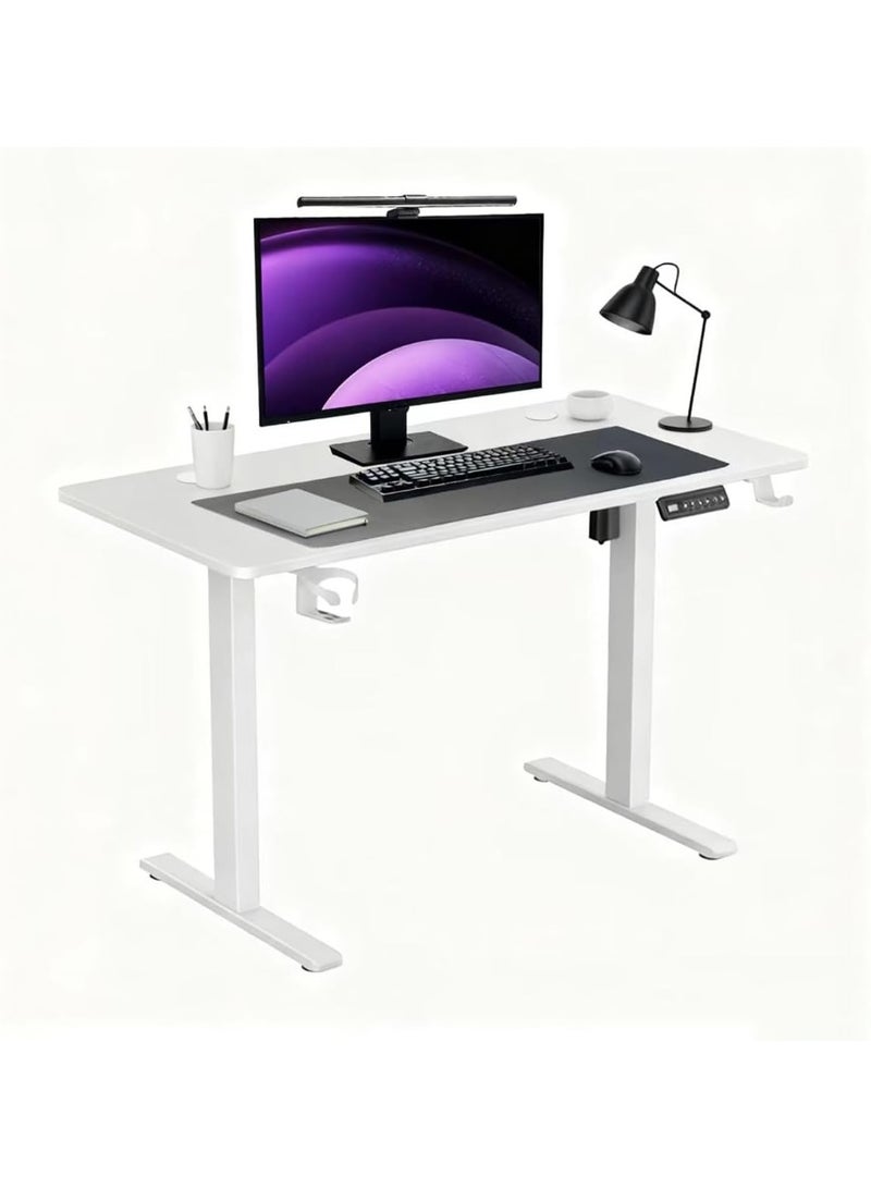 Meishida Standing Desk, Adjustable Height Electric Sit Stand Up Down Computer Table, 120 * 60cm Ergonomic Rising Modern Lift Motorized Gaming Desktop Workstation for Work Home Office With Mouse Pad (White) - Image 1