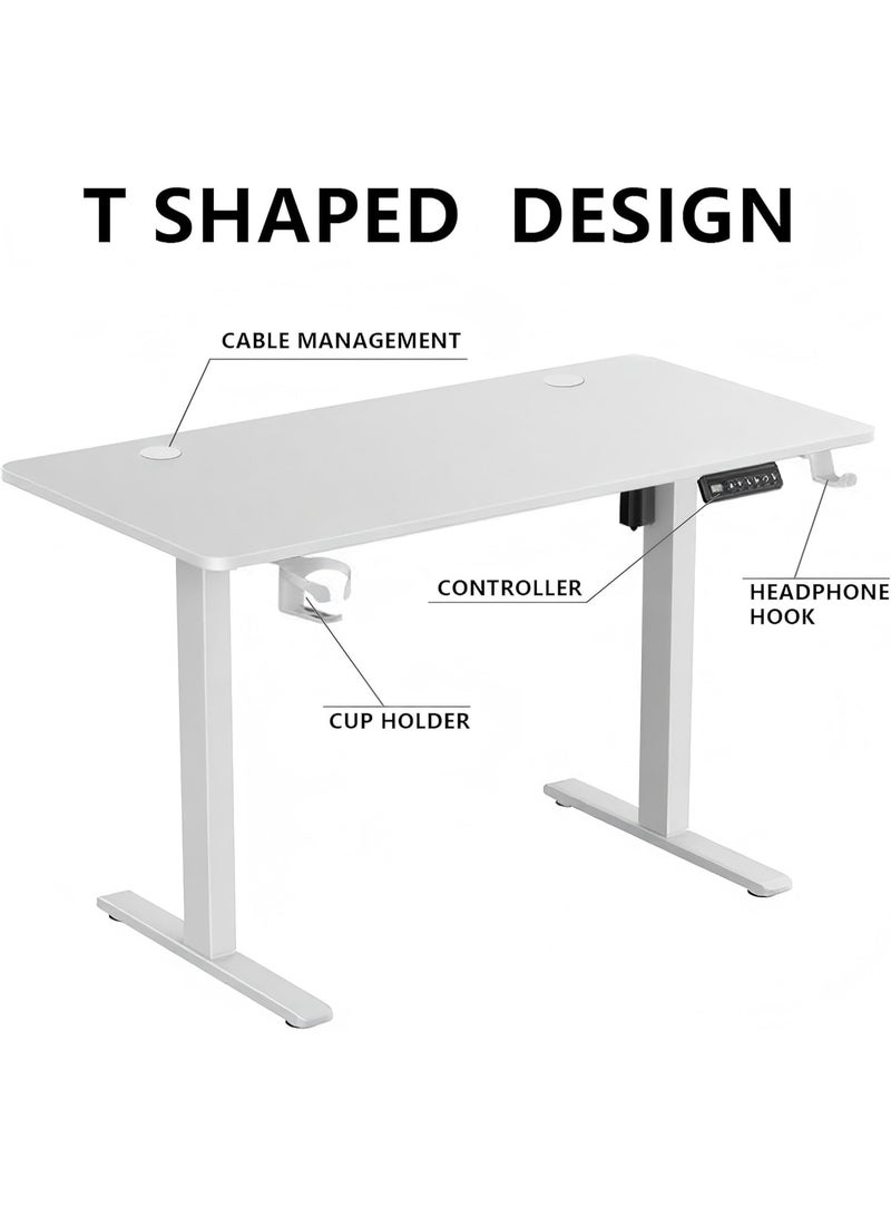 Meishida Standing Desk, Adjustable Height Electric Sit Stand Up Down Computer Table, 120 * 60cm Ergonomic Rising Modern Lift Motorized Gaming Desktop Workstation for Work Home Office With Mouse Pad (White) - Image 4