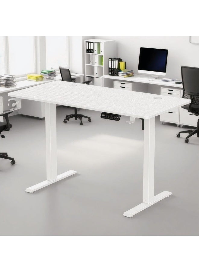 Meishida Standing Desk, Adjustable Height Electric Sit Stand Up Down Computer Table, 120 * 60cm Ergonomic Rising Modern Lift Motorized Gaming Desktop Workstation for Work Home Office With Mouse Pad (White) - Image 2