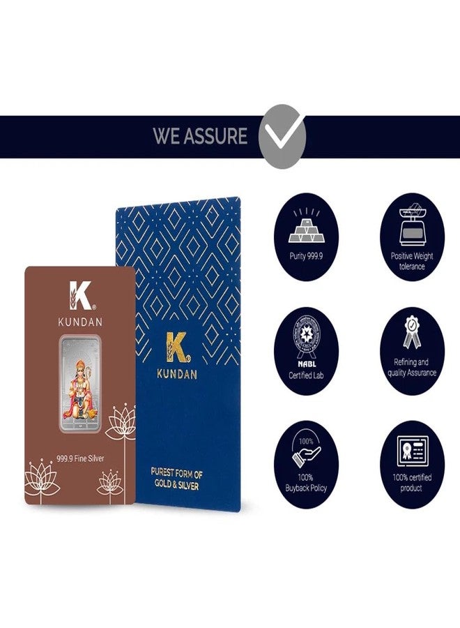 Kundan 20 gm (999.9) Hanuman Silver Colour Bar - Image 4