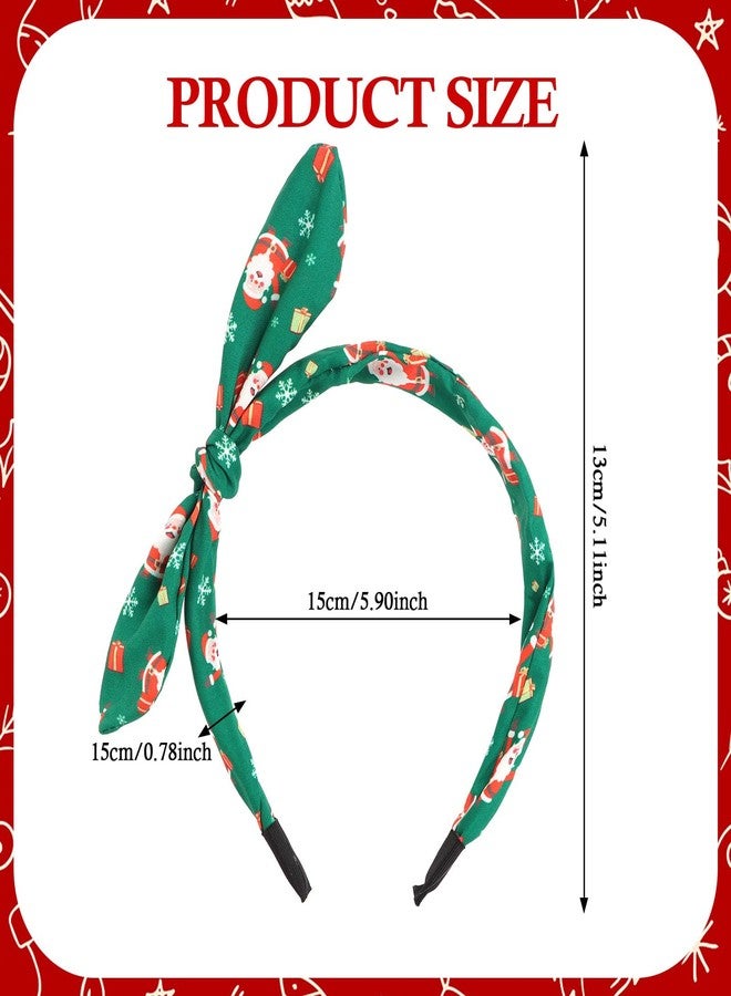 KIUEZIR Christmas Bow Headbands for Women, Santa and Gingerbread Man Holiday Hair Accessories, Red Green Brown, 4 Pack, Festive Party Hairwear - Image 3