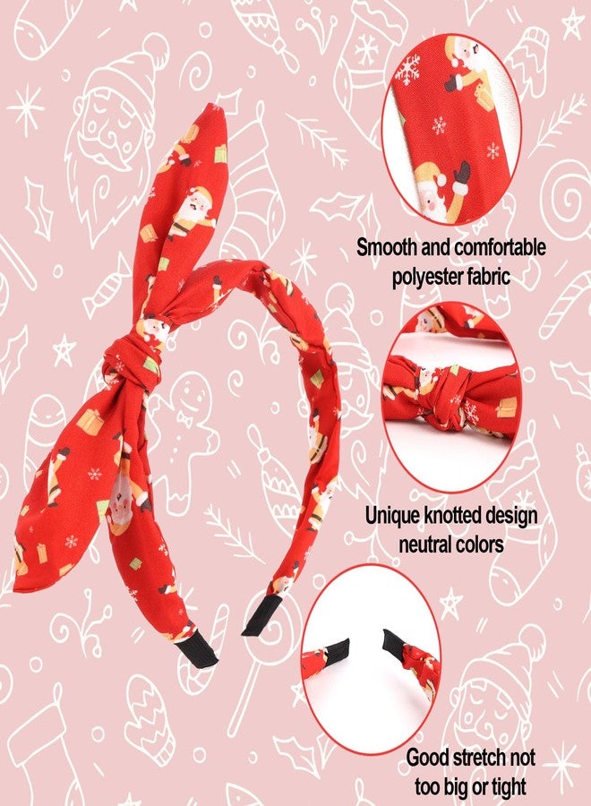 KIUEZIR Christmas Bow Headbands for Women, Santa and Gingerbread Man Holiday Hair Accessories, Red Green Brown, 4 Pack, Festive Party Hairwear - Image 4