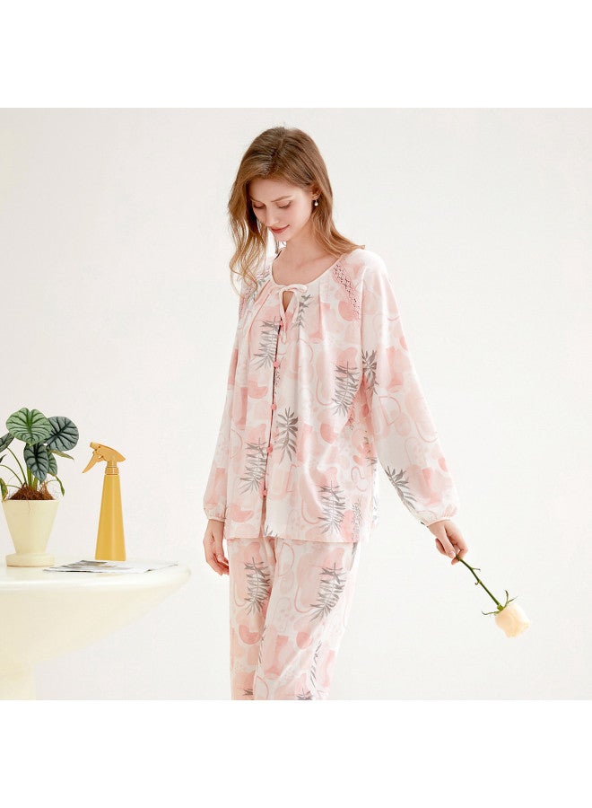 Fenton طقم بيجاما فضفاض مزين بالدانتيل للنساء للمنزل - Image 5