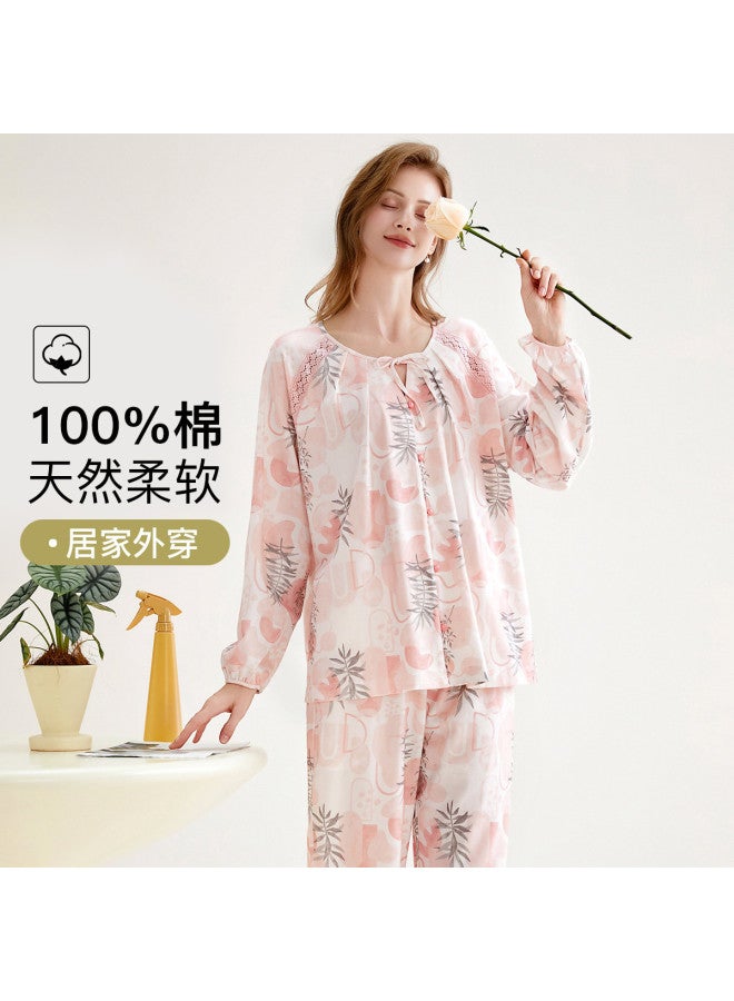 Fenton طقم بيجاما فضفاض مزين بالدانتيل للنساء للمنزل - Image 2