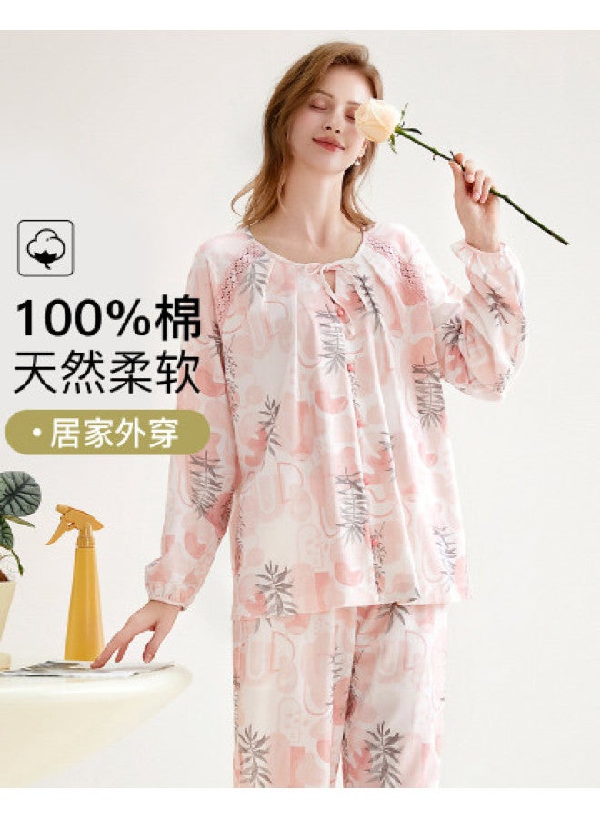 Fenton طقم بيجاما فضفاض مزين بالدانتيل للنساء للمنزل - Image 1