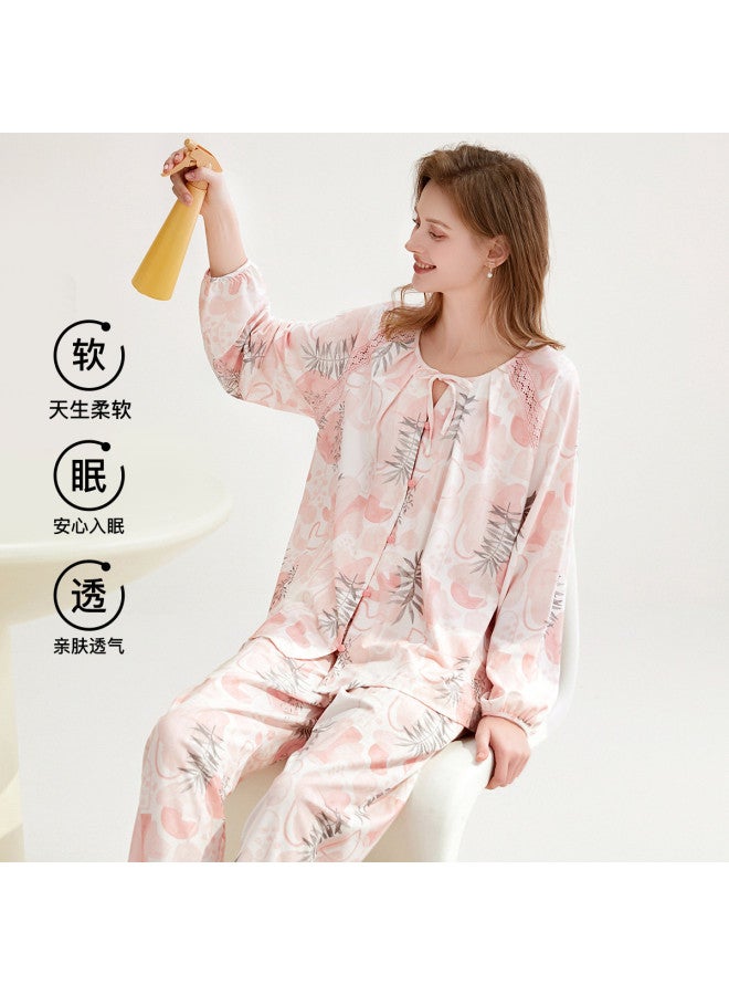 Fenton طقم بيجاما فضفاض مزين بالدانتيل للنساء للمنزل - Image 3