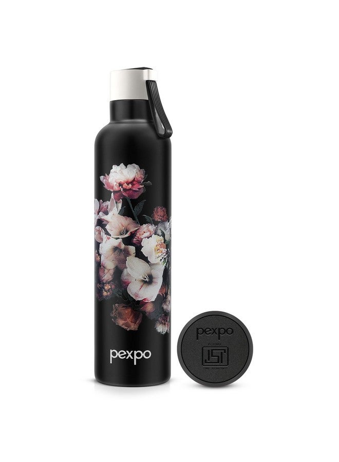 Pexpo Stainless Steel 24 Hrs Hot & Cold Vacuum Insulated Water ISI Certified Flask, 750ml, Knight Black with Printed Design, Oslo | Eco-Friendly, Durable, ISI Certified - Image 1