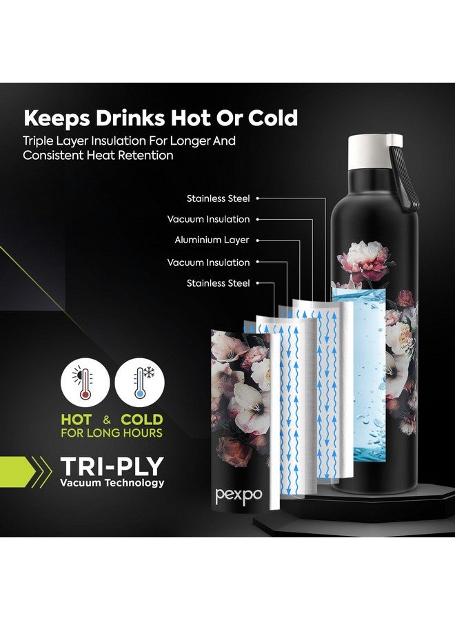 Pexpo Stainless Steel 24 Hrs Hot & Cold Vacuum Insulated Water ISI Certified Flask, 750ml, Knight Black with Printed Design, Oslo | Eco-Friendly, Durable, ISI Certified - Image 3