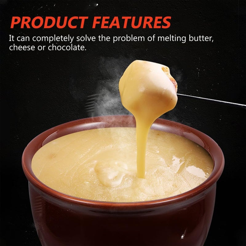 Alasum 2pcs Ceramic Chocolate Fondue Pot Porcelain Melting Cup for Cheese and Dessert Dipping Brown Ceramic Heating Cooker for Home and Restaurant Use - Image 3
