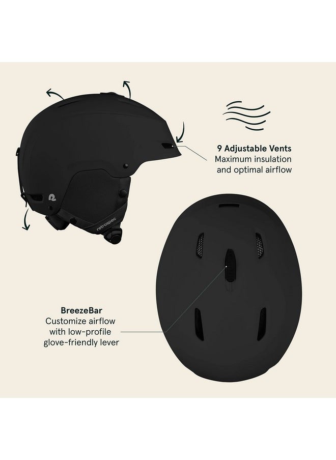 Retrospec - Zephyr Ski & Snowboard Helmet For Adults Adjustable With 9 Vents Abs Shell & Eps Foam Matte Black Medium 55.559Cm - Image 1