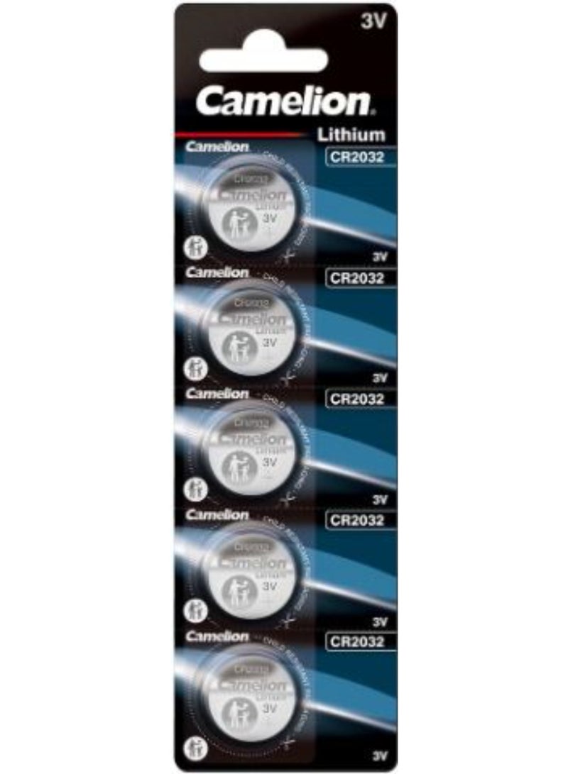 5-Pieces Camelion CR2032 Lithium 3V Batteries