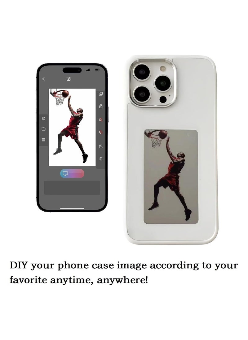 lekikpo - E Ink Phone Case for iPhone 13 Smart Ink Screen Phone Case, Inteligente DIY Four-Color Ink Screen, NFC Memory Case for iPhone with Photo Screen White - Image 1
