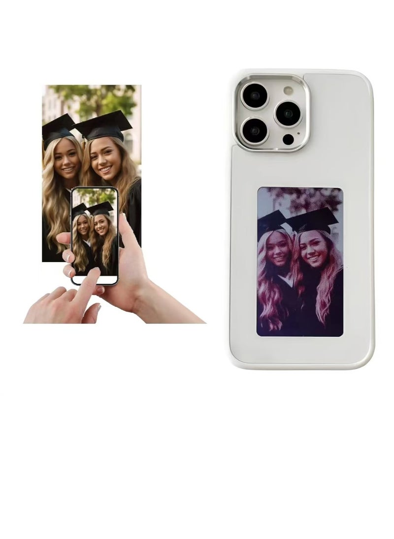 lekikpo - E Ink Phone Case for iPhone 13 Smart Ink Screen Phone Case, Inteligente DIY Four-Color Ink Screen, NFC Memory Case for iPhone with Photo Screen White - Image 1