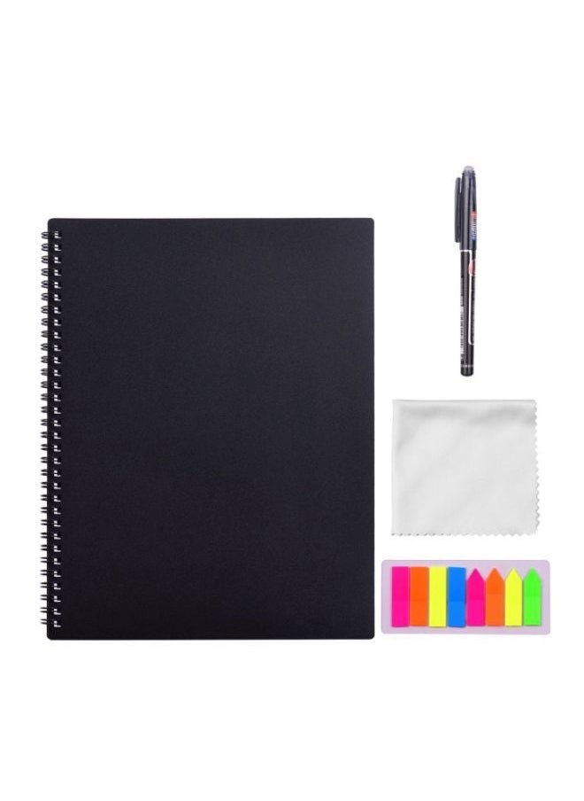 NIBEMINENT Smart Writing Notebook With Erasable Pen And Cloth Label Sticker Black/White/Pink  - Image 1