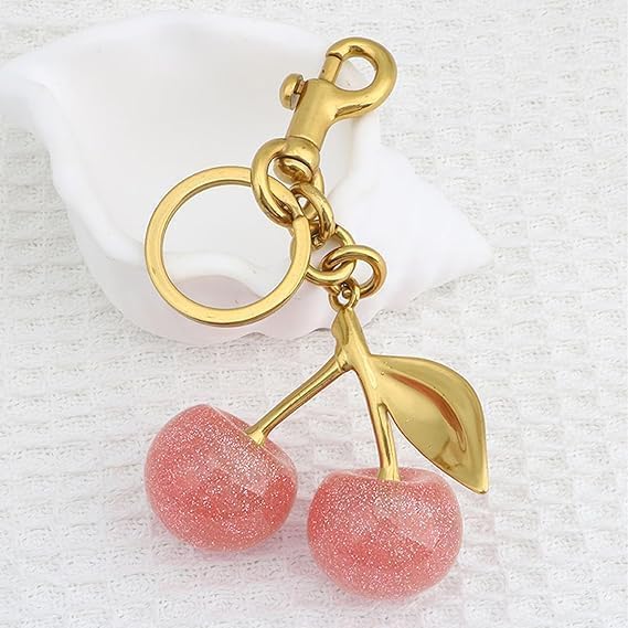 HaRvic Cherry Bag Charm Cute Key Chains Cherry Purse Charms for Handbags, Strawberry Keychain Gifts for Women Unique Key Chains For Women Key Ring For Girls (Pink) - Image 5