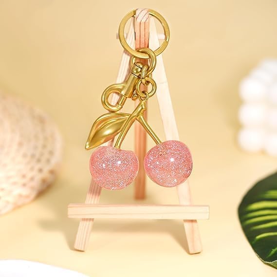HaRvic Cherry Bag Charm Cute Key Chains Cherry Purse Charms for Handbags, Strawberry Keychain Gifts for Women Unique Key Chains For Women Key Ring For Girls (Pink) - Image 2
