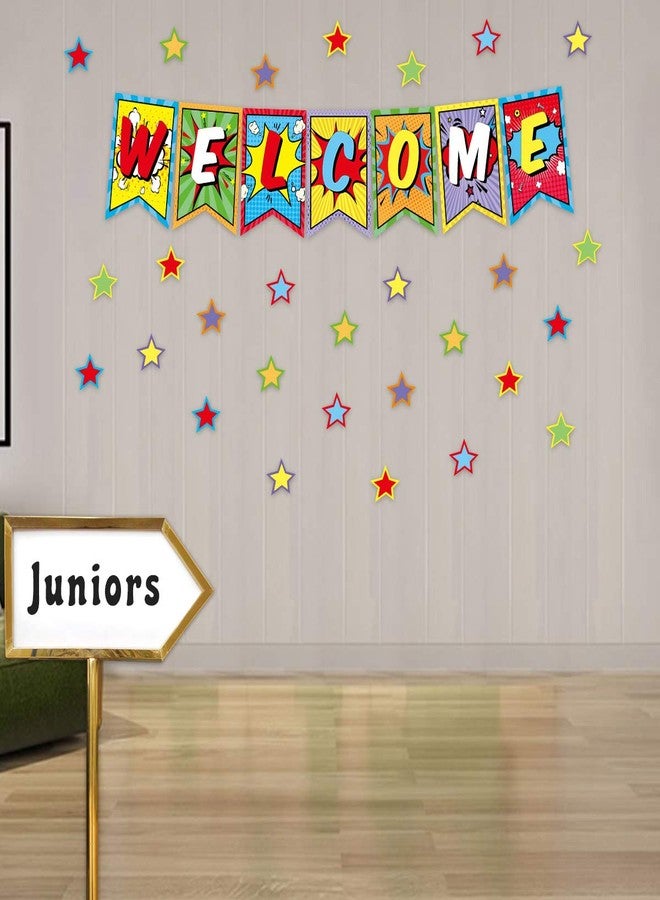 Fancy Land Colorful Welcome Bulletin Board Set Classroom Decoration Pennants Super Welcome Bulletin Decoration 64 Pcs - Image 3