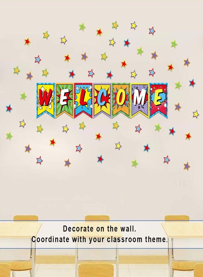 Fancy Land Colorful Welcome Bulletin Board Set Classroom Decoration Pennants Super Welcome Bulletin Decoration 64 Pcs - Image 5
