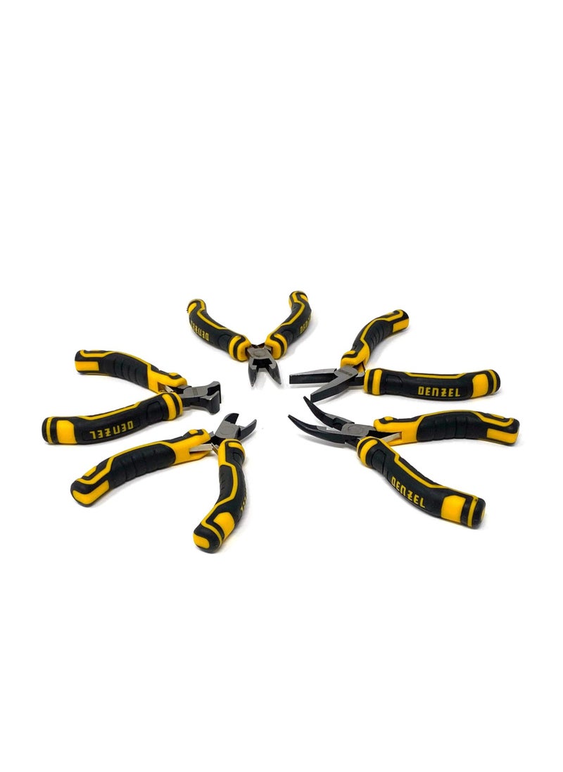 denzeL Pliers Set 5 Pcs. Diagonal Long-nose End-cutting Bent-nose Flat-nose Pliers  - Image 2