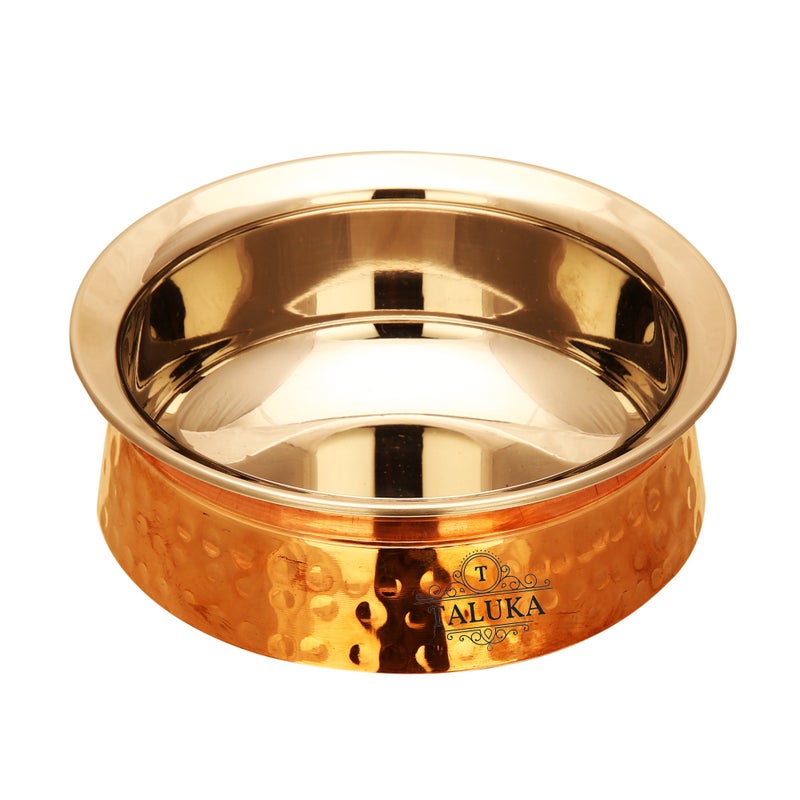 Taluka (5.1" x 1.8" Inches Approx) Handmade Copper Serving Handi/Pot Steel Inside 300 ML Restaurant Ware Hotel Ware Home Ware Pcak of 6 - Image 3