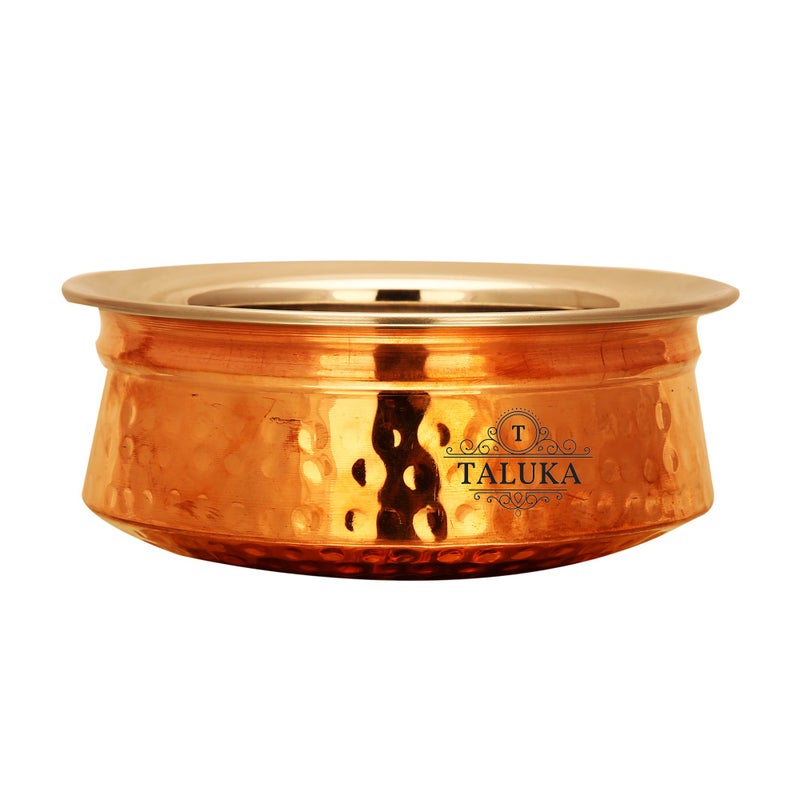 Taluka (5.1" x 1.8" Inches Approx) Handmade Copper Serving Handi/Pot Steel Inside 300 ML Restaurant Ware Hotel Ware Home Ware Pcak of 6 - Image 2
