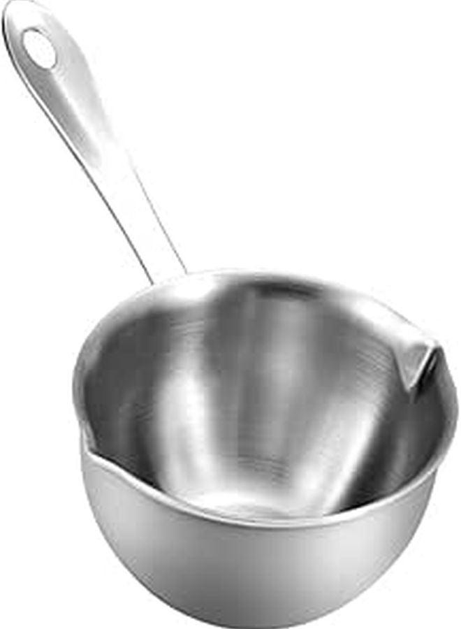 Small Milk Saucepan with Two Pour Spouts Ergonomic Handle for Cooking Melting Butter - Image 1