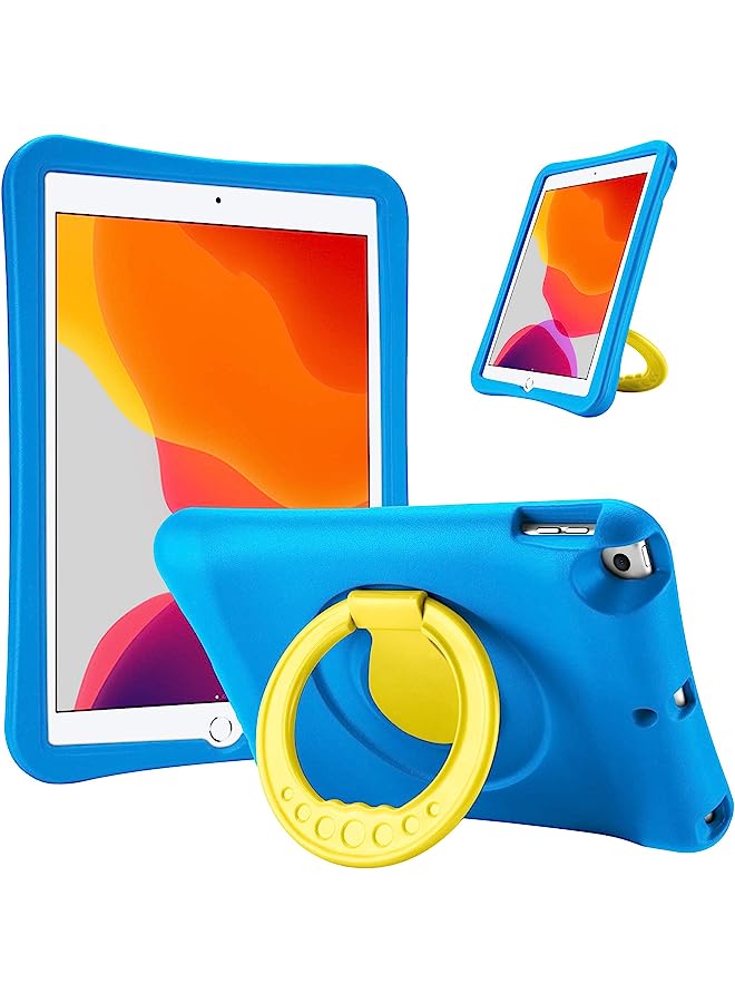 Kids Case For Ipad 10.2 9Th Gen 2021 / 8Th Gen 2020 / 7Th Gen 2019 / Ipad Air 10.5 2019 / Ipad Pro 10.5, Shockproof Light Weight Protective Cover With Rotatable Kickstand And Grip -Blue