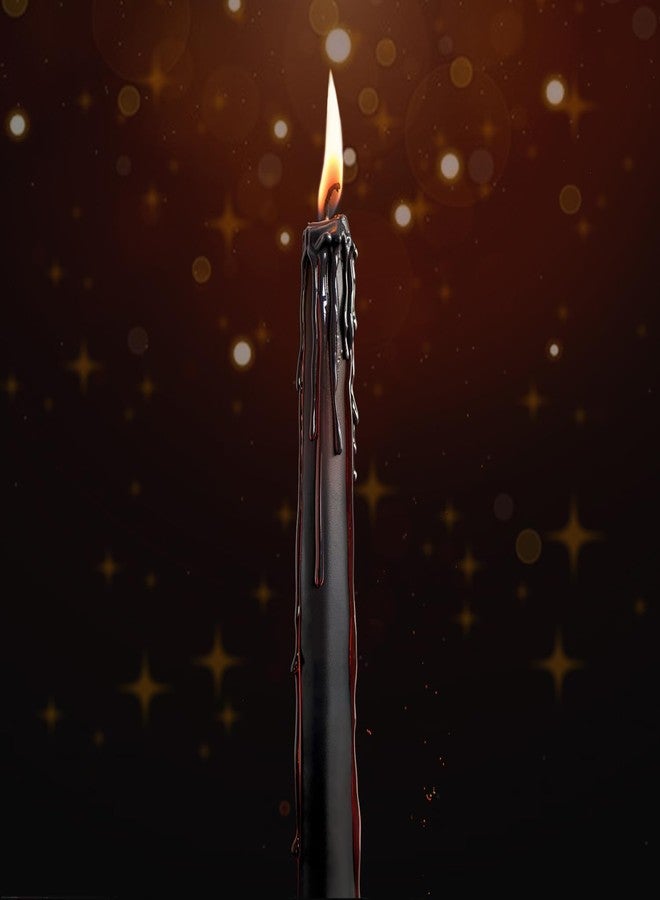 TLNFHRPI 12PCS 10-Inch Black Bleeding Taper Candles,Vampire Tears Taper Candles- Unscented Ideal for Halloween, Christmas, Rituals, and Themed Party Decor - Image 2