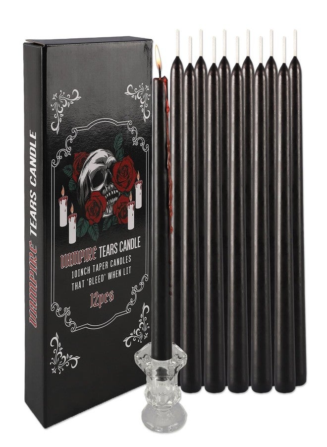 TLNFHRPI 12PCS 10-Inch Black Bleeding Taper Candles,Vampire Tears Taper Candles- Unscented Ideal for Halloween, Christmas, Rituals, and Themed Party Decor - Image 3
