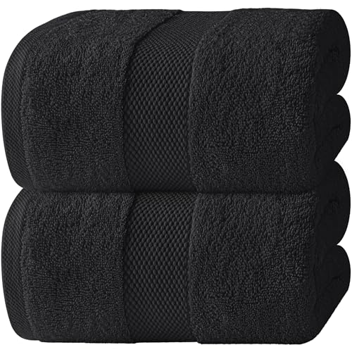 White Classic Luxury Soft Black Bath Sheet Towels - 650 GSM Cotton Luxury Bath Towels Extra Large 35x70 | Highly Absorbent and Quick Dry | Hotel Collection Extra Large Bath Towels Oversized, 2 Pack - Image 1