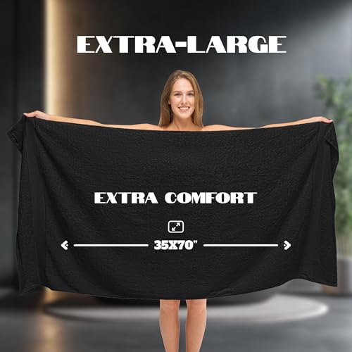 White Classic Luxury Soft Black Bath Sheet Towels - 650 GSM Cotton Luxury Bath Towels Extra Large 35x70 | Highly Absorbent and Quick Dry | Hotel Collection Extra Large Bath Towels Oversized, 2 Pack - Image 4