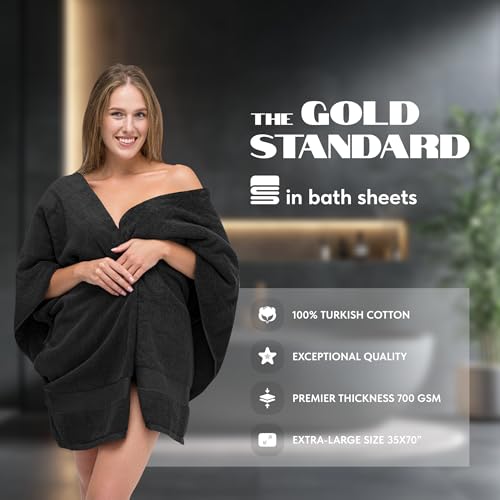 White Classic Luxury Soft Black Bath Sheet Towels - 650 GSM Cotton Luxury Bath Towels Extra Large 35x70 | Highly Absorbent and Quick Dry | Hotel Collection Extra Large Bath Towels Oversized, 2 Pack - Image 2