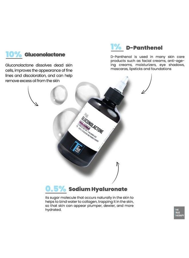 THE TRUE THERAPY Pha Gluconolactone 10% 17 Amino Acid Complex Gentle Exfoliating Pha Facial Toner Hydrates Brightens And Clears Pores Glowing Skin For Men And Women 200 Ml  - Image 4