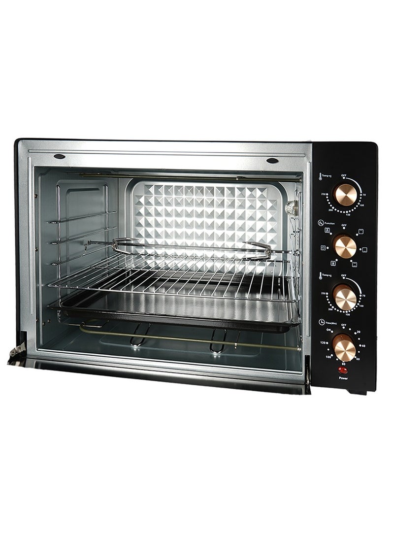 AFRA Electric Oven Toaster, 55L, 1900w Convection Rotisserie & Oven Lamp, 4 Knobs Tray, Rack, Handle, 7-Functions control, Adjustable Thermostat 70 to 250C, AF-5519OTBK, 2-Year Warranty