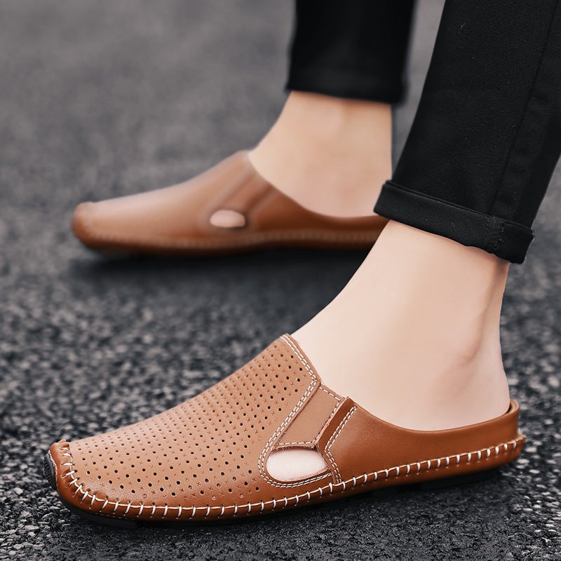 Summer Men'S Cut Out Bean Shoes Men'S Fashion Trendy Casual Stylish Half-Flop Lazy Shoes For Men - Image 4