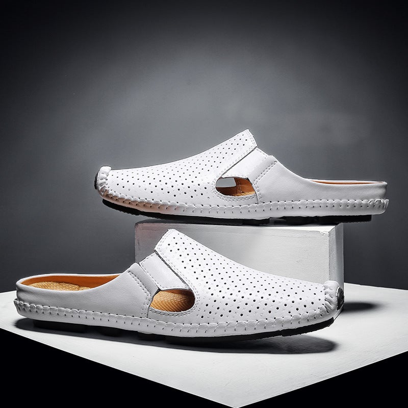 Summer Men'S Cut Out Bean Shoes Men'S Fashion Trendy Casual Stylish Half-Flop Lazy Shoes For Men - Image 3